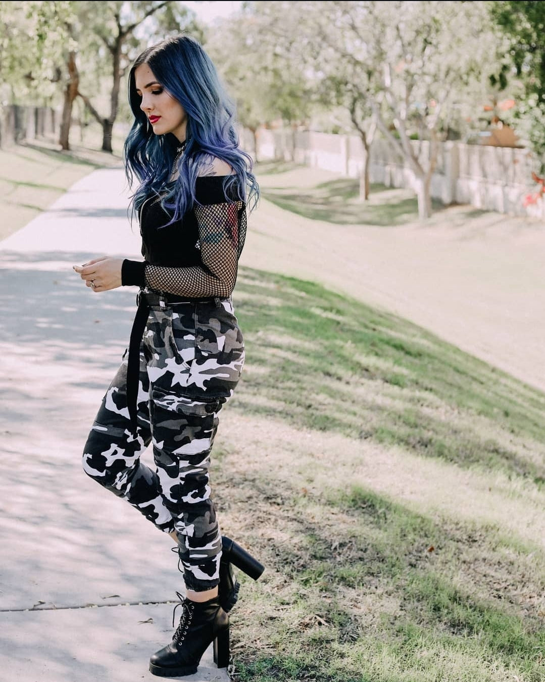 White Camo Pants and Belt - S