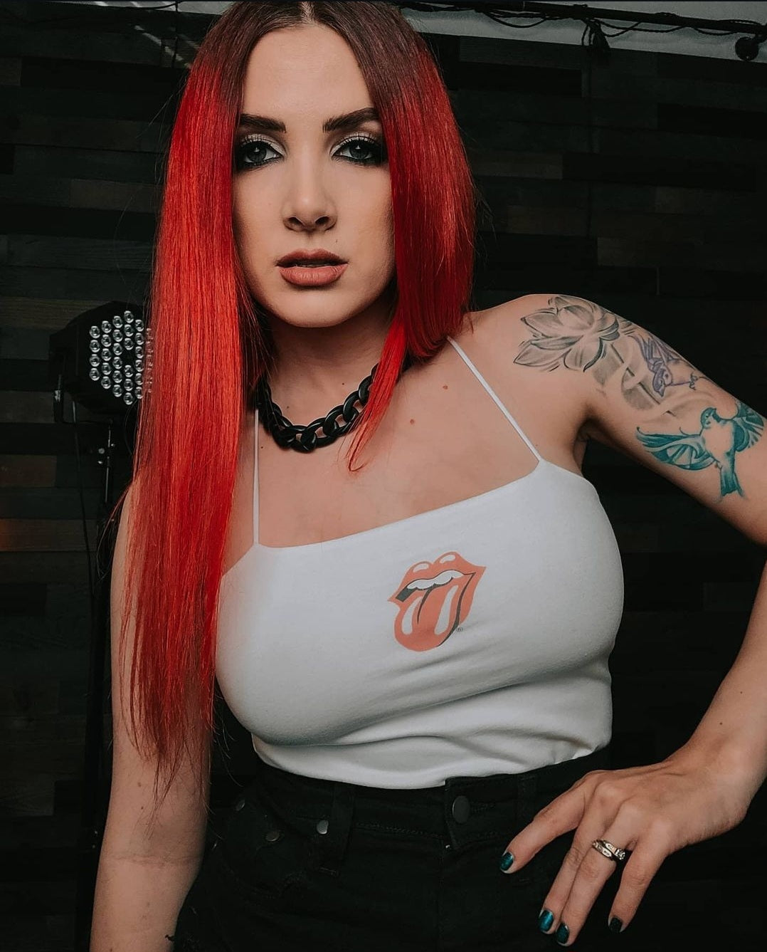 Spaghetti Strap Rolling Stones Top - S