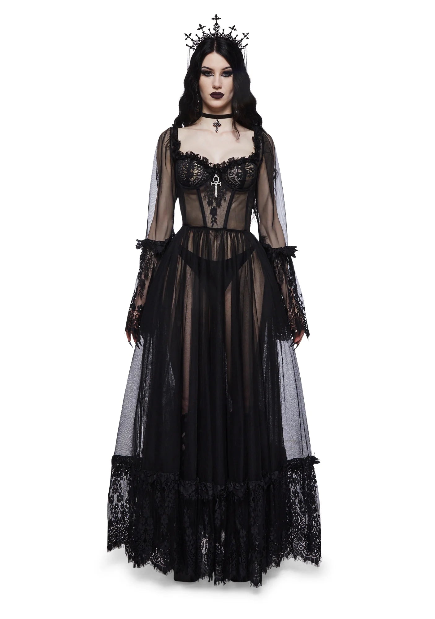 Black Lace Gown - M