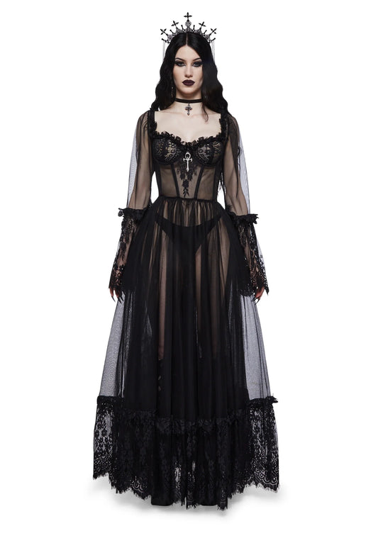 Black Lace Gown - M